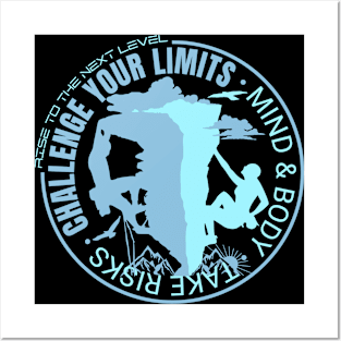 Challenge Your Limits Next Level Inspirational Quote Phrase Text Posters and Art